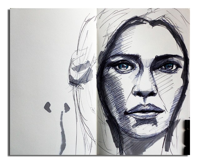 Ink drawing of Woman