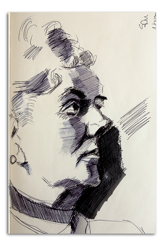 Old Woman Ink Drawing