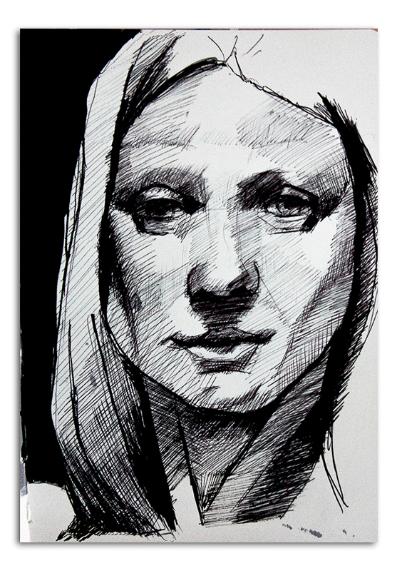 Portrait of Woman in Ink