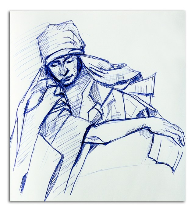 Woman with head scarf