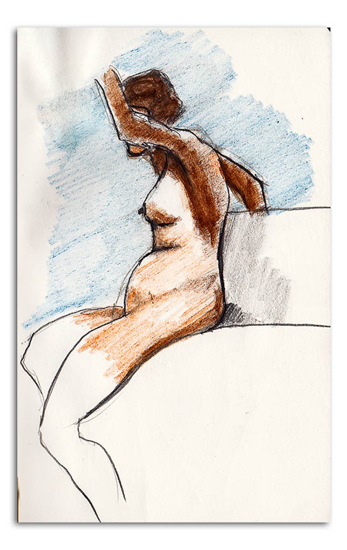 Nude sitting on settee