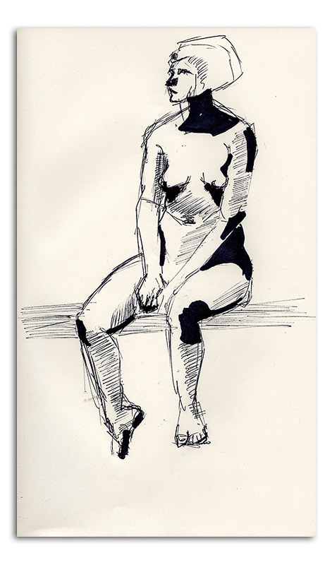 Nude Woman Sitting - BW