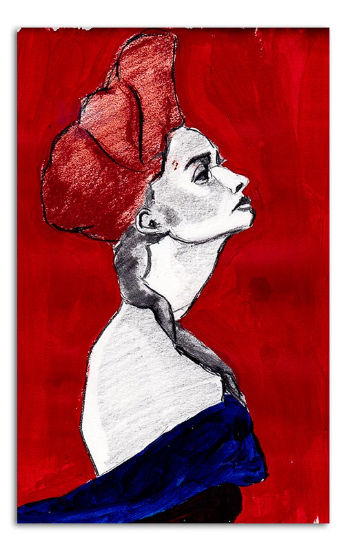 Woman against Red Background