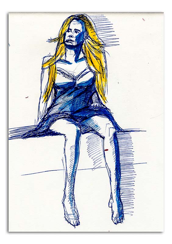 Girl with Goldern Hair Sitting on bench